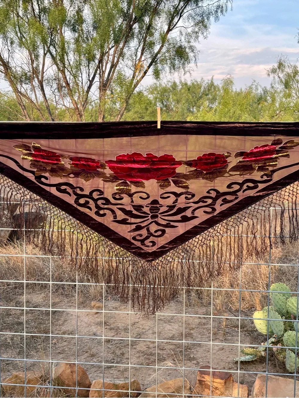 Rabella Collection Burnt Out Velvet  Shawl Vintage 80’s